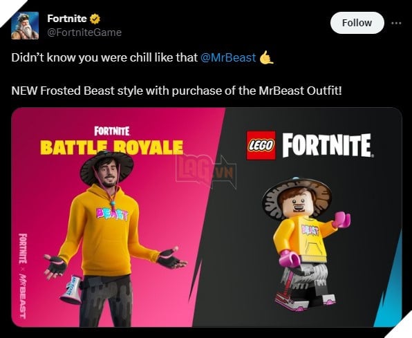 MrBeast gia nhập vào thế giới của LEGO Fortnite với một trang phục của riêng mình 3