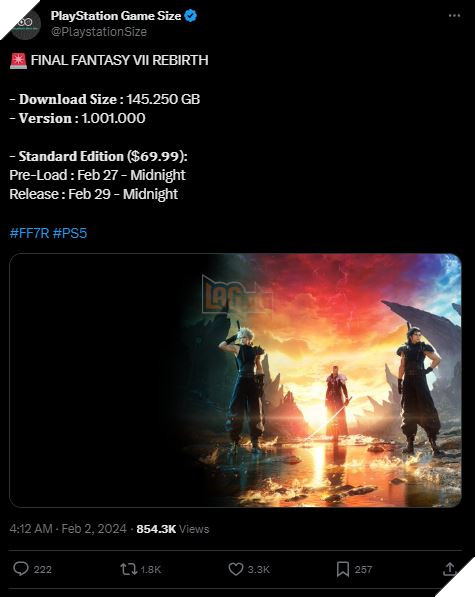 Final Fantasy 7 Rebirth rò rỉ dung lượng tải game cực khủng, hứa hẹn sẽ có chơi thử miễn phí 2