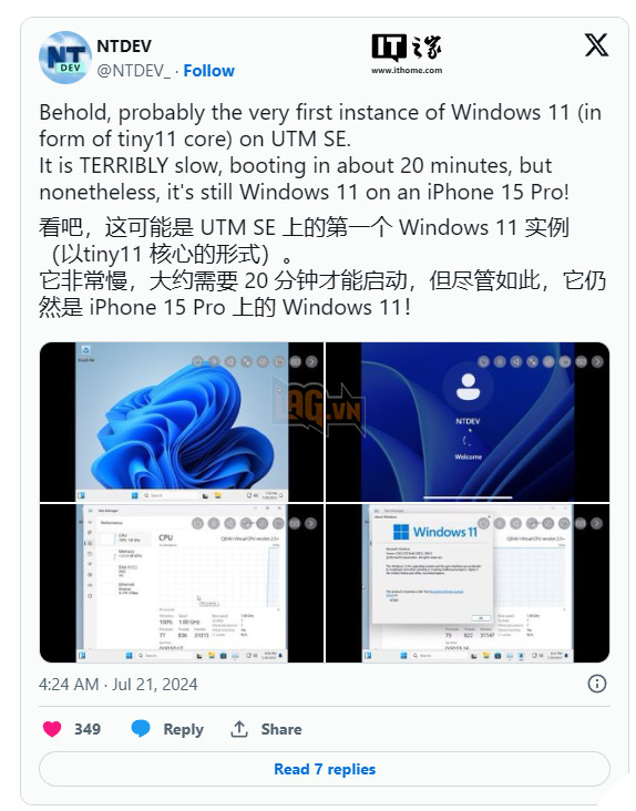 Trình Giả Lập Mới Cho Phép Windows 11 Chạy Trên iPhone 15 Pro Nhưng Quá Trình Khởi Động Lên Đến 20 Phút