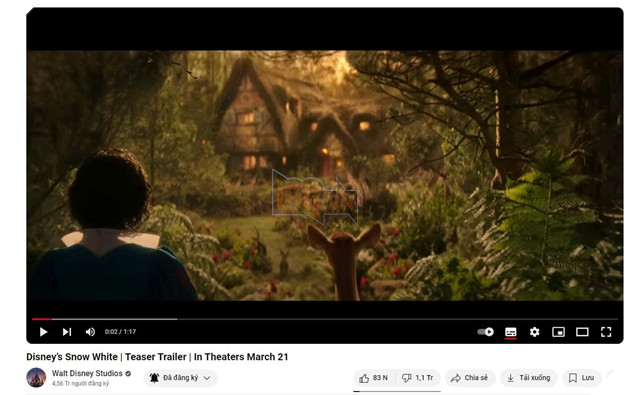 Snow White đang là tác phẩm live-action nhận lượng dislike cao nhất của Disney