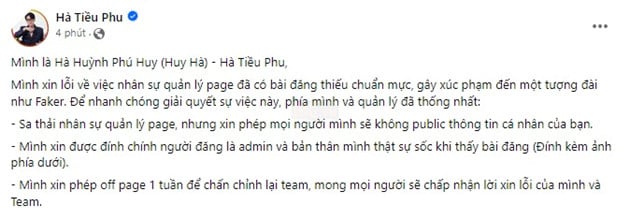 LMHT: Fanpage Hà Tiều Phu có hành động nhắc đến vấn đề nhạy cảm của Faker