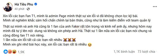 LMHT: Fanpage Hà Tiều Phu có hành động nhắc đến vấn đề nhạy cảm của Faker