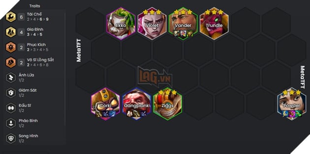 DTCL Mùa 13: Hướng dẫn đội hình Gia Đình Violet Powder Reroll mạnh nhất rank Thách Đấu 2