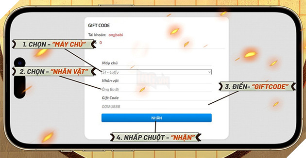 Hướng dẫn cách nhập và tổng hợp Giftcode GOMU Đại Chiến mới nhất năm 2025 2