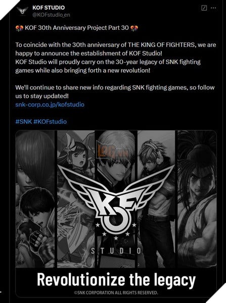 SNK thành lập KOF Studio mừng kỉ niệm 30 năm của series King of Fighters 2