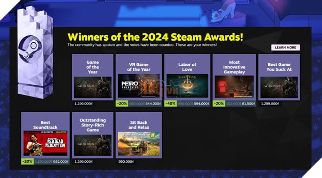 Steam Awards 2024: Black Myth Wukong Đứng Đầu Với Ba Giải Thưởng Đặc Biệt