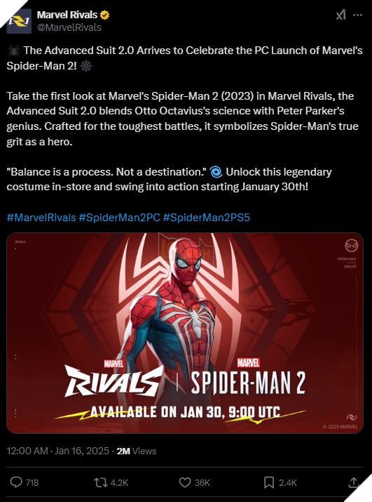 Marvel's Spider-Man 2 Lên PC, Marvel Rivals Công Bố Skin Mới Cho Người Nhện 2