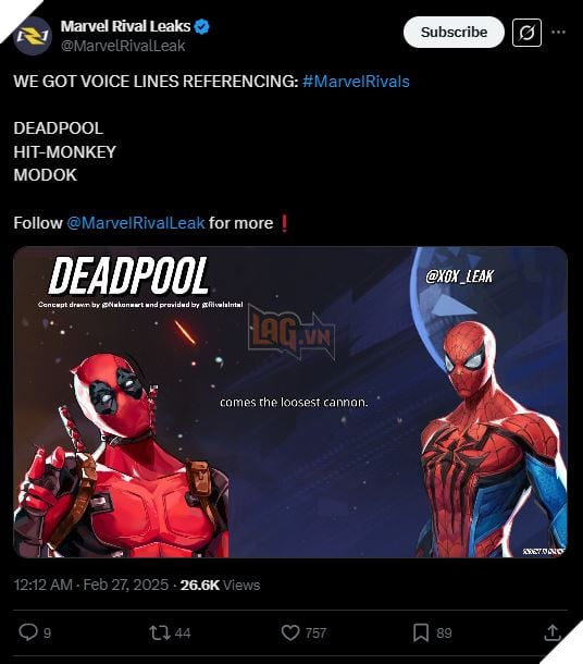 Marvel Rivals Rò Rỉ Voice Lines Liên Quan Đến Ba Nhân Vật Mới Bao Gồm Cả Deadpool 2