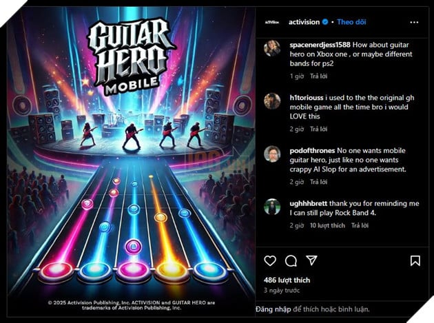 Guitar Hero Mobile Công Bố Phiên Bản Mới Nhưng Bị Chỉ Trích Vì Dùng AI Làm Ảnh Quảng Bá 2