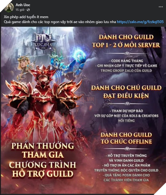 MU Lục Địa VNG Chơi Lớn, Tặng Triệu Quà Giá Trị Cho Các Guild Khi Thành Lập 4