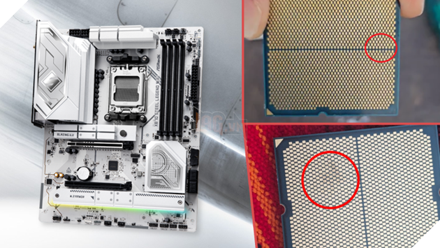 Mainboard ASRock X870 gây lỗi với Ryzen 9 9950X, người dùng phản ánh vết xám bất thường trên chân CPU