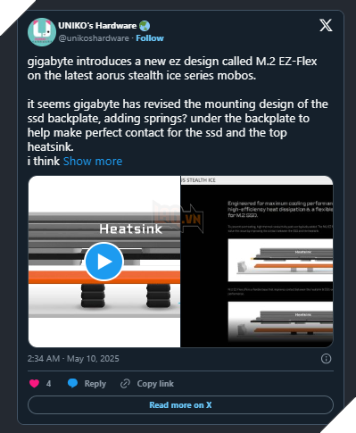 Gigabyte ra mắt bo mạch chủ mới với công nghệ tản nhiệt EZ-Flex, giúp SSD giảm tới 12°C 2