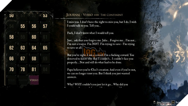 Nội dung nhật ký của Verso