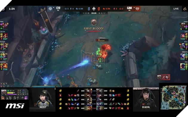 Kiaya có mạng solo kill trước Rest