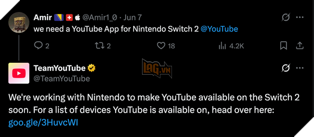 Youtube đang làm việc để đưa ứng dụng của mình lên Switch 2