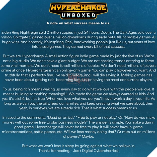 Hypercharge đã đưa ra tuyên bố cụ thể hơn về vấn đề này