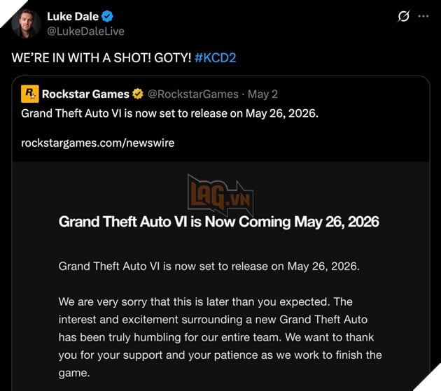 Luke Dale vui mừng vì GTA 6 hoãn ra mắt