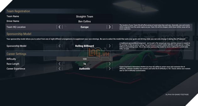 Người chơi lựa chọn xuất phát điểm trong Project Motor Racing