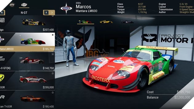 Các tay đua trong Project Motor Racing tự lựa chọn mua xe cho riêng mình