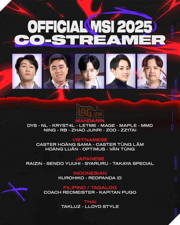 MSI 2025 sẽ có 5 co-streamer đến từ Việt Nam