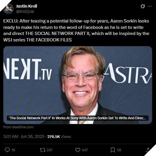 Sau 15 Năm, Aaron Sorkin Chính Thức Trở Lại Thực Hiện The Social Network 2 2