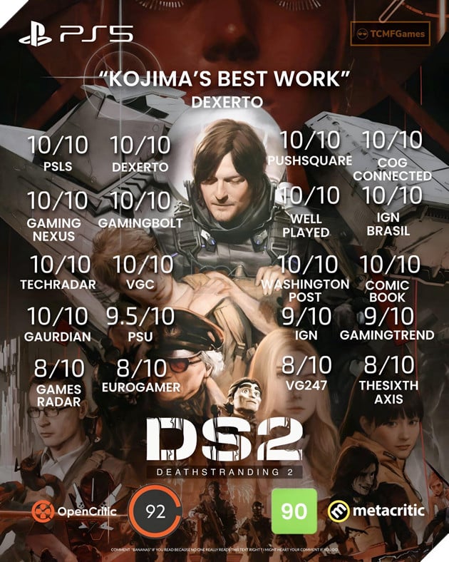 Death Stranding 2 nhận loạt điểm số tuyệt đối, xứng đáng siêu phẩm của năm 2025