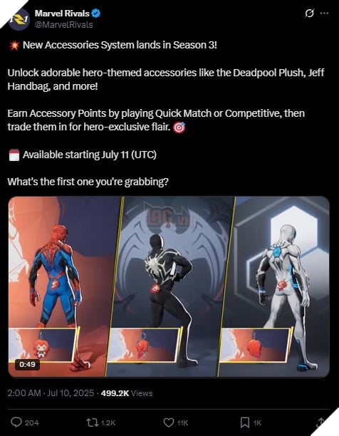 Phụ kiện thời trang mới trong Marvel Rivals