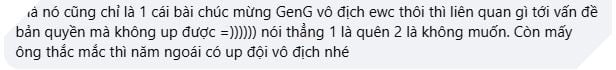 Hàng loạt bình luận chỉ trích trang LCK vì không đưa tin GEN.G vô địch EWC