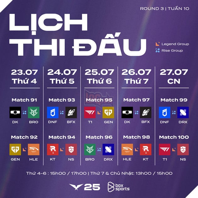 Lịch thi đấu LCK 2025 Regular Season Rounds 3 - 5 (Ảnh: LCK Việt Nam)