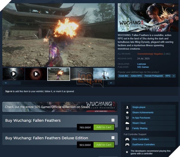 Wuchang: Fallen Feathers Vừa Ra Mắt Đã Nhận Về Loạt Chỉ Trích Trên Steam