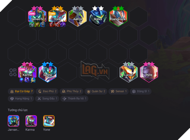 Form đội hình 7 Đại Cơ Giáp với các chủ lực Karma/Yone - Jarvan IV