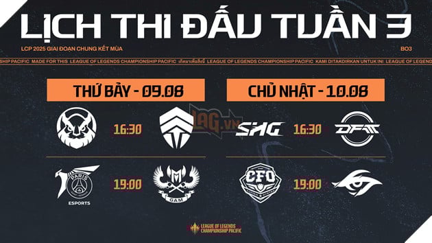 Lịch thi đấu LCP 2025 Tuần 3