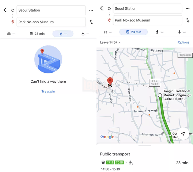 Google Maps tiếp tục bị hạn chế điều hướng chi tiết bản đồ tại Hàn Quốc 2