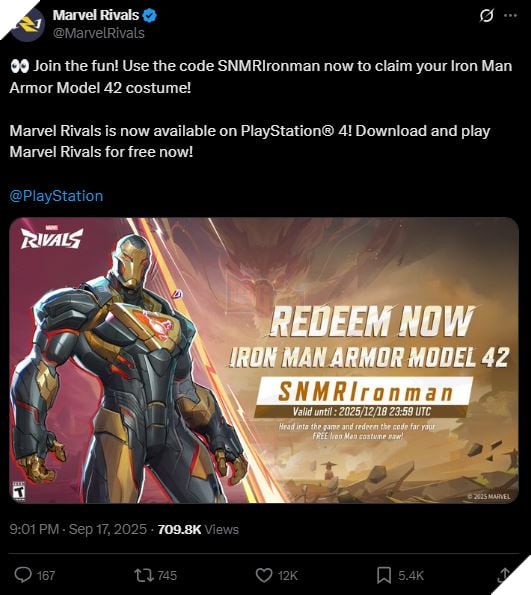 Đón Game Marvel Rivals Trên PlayStation 4, Net Ease Mở Tặng Lại Skin Iron Man