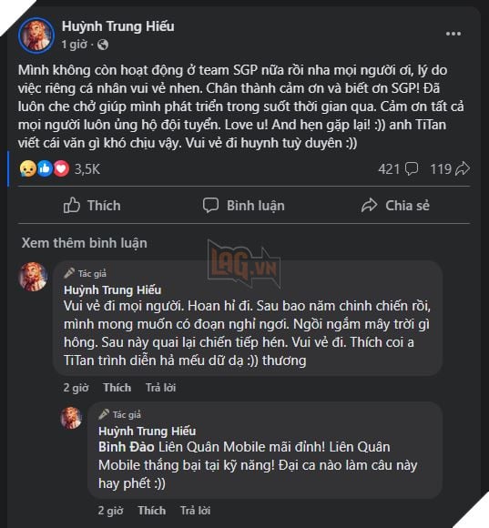 Liên Quân Mobile: HLV Titan Bất Ngờ Công Bố Rời Khỏi Saigon Phantom