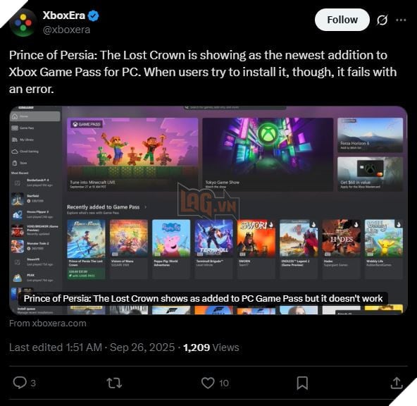 Prince of Persia: The Lost Crown thoáng xuất hiện trên PC Game Pass