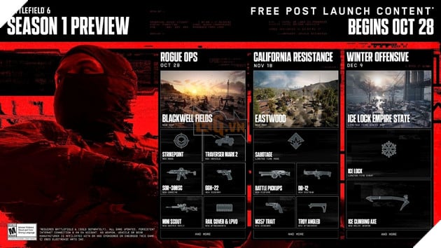Tổng quan Battlefield 6 Mùa 1, bắt đầu từ 28 tháng 10