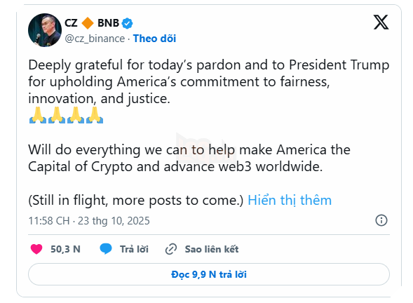 Tổng thống Trump ân xá cho nhà sáng lập Binance Changpeng Zhao 2