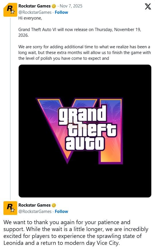 GTA 6 Chính Thức Dời Lịch Phát Hành Sau Sự Kiện Sa Thải Nhân Viên Của Rockstar 2