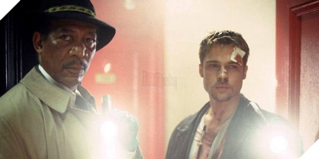 Morgan Freeman đóng cùng sao nam Brad Pitt trong phim Se7en.