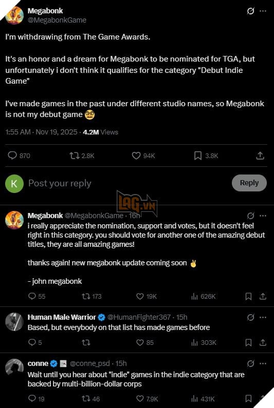 The Game Awards 2025: Một Ứng Viên Game Indie Ra Mắt Xuất Sắc Nhất Bất Ngờ Rút Tên 2