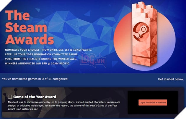 Steam Chính Thức Mở Bình Chọn Steam Awards 2025 Với Tổng Cộng 11 Hạng Mục