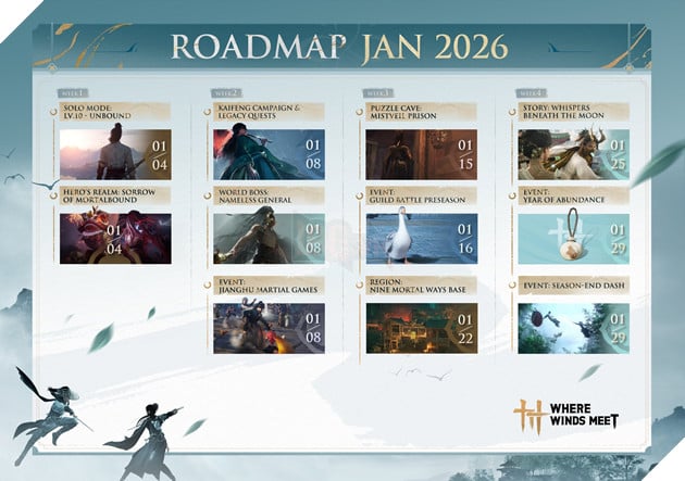Where Winds Meet Công Bố Lộ Trình Ra Mắt Nội Dung Cho Tháng 1 Năm 2026