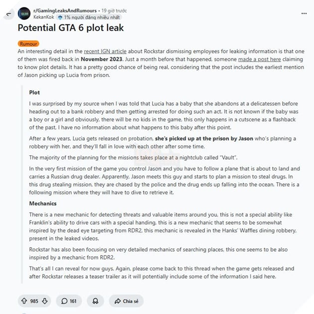 Tin Đồn Cũ Về Cốt Truyện GTA 6 Bất Ngờ Viral Trở Lại Khi Nhân Viên Rockstar Bị Sa Thải 3