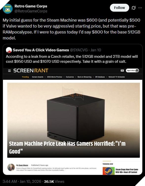 Steam Machine Rò Rỉ Mức Giá Không Mấy Dễ Chịu Với Cộng Đồng Game Thủ 3