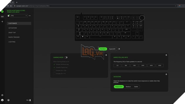 Razer ra mắt Synapse Web, tùy chỉnh bàn phím Huntsman V3 trực tiếp trên trình duyệt