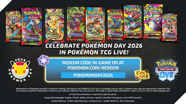 Pokemon TCG Live: Sở Hữu Hàng Loạt Quà Tặng Hấp Dẫn Kỷ Niệm 30 Năm  2