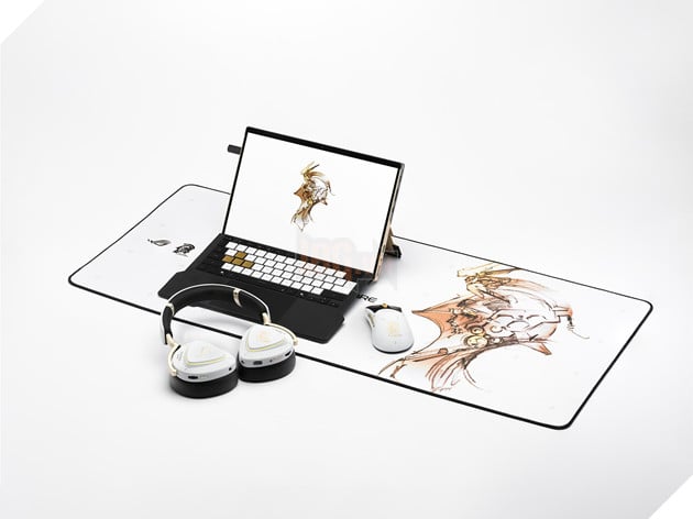 The image depicts a neatly organized desk setup featuring a MacBook, an iMac, a pair of wireless headphones, and a computer mouse, all placed on a minimalist white table.AI-generated content may be incorrect.