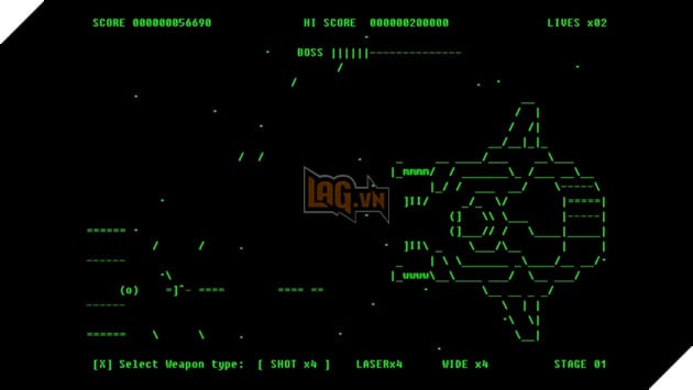 Tựa game bắn súng kinh điển Gradius 40 năm tuổi được làm lại hoàn toàn bằng đồ họa ASCII cho PC