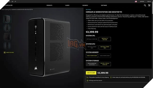 Corsair AI Workstation 300 tăng giá mạnh, chạm mốc hơn 3.300 USD 3